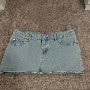 Edikted Light Blue Denim Mini Skirt